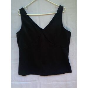 Everlane Black Sleeveless V-Neck Side Zip Tank Top XXL Minimalist Structured Fit